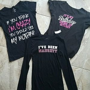 Lot of 3 Medium Black Graphic Tee Shirts to Party